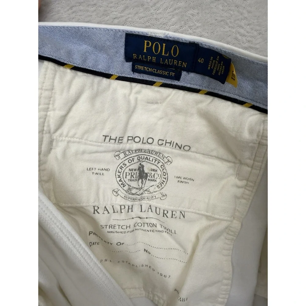 Polo Ralph Lauren Chino Shorts White Stretch Classic Fit Men's 40 Preppy Golf
